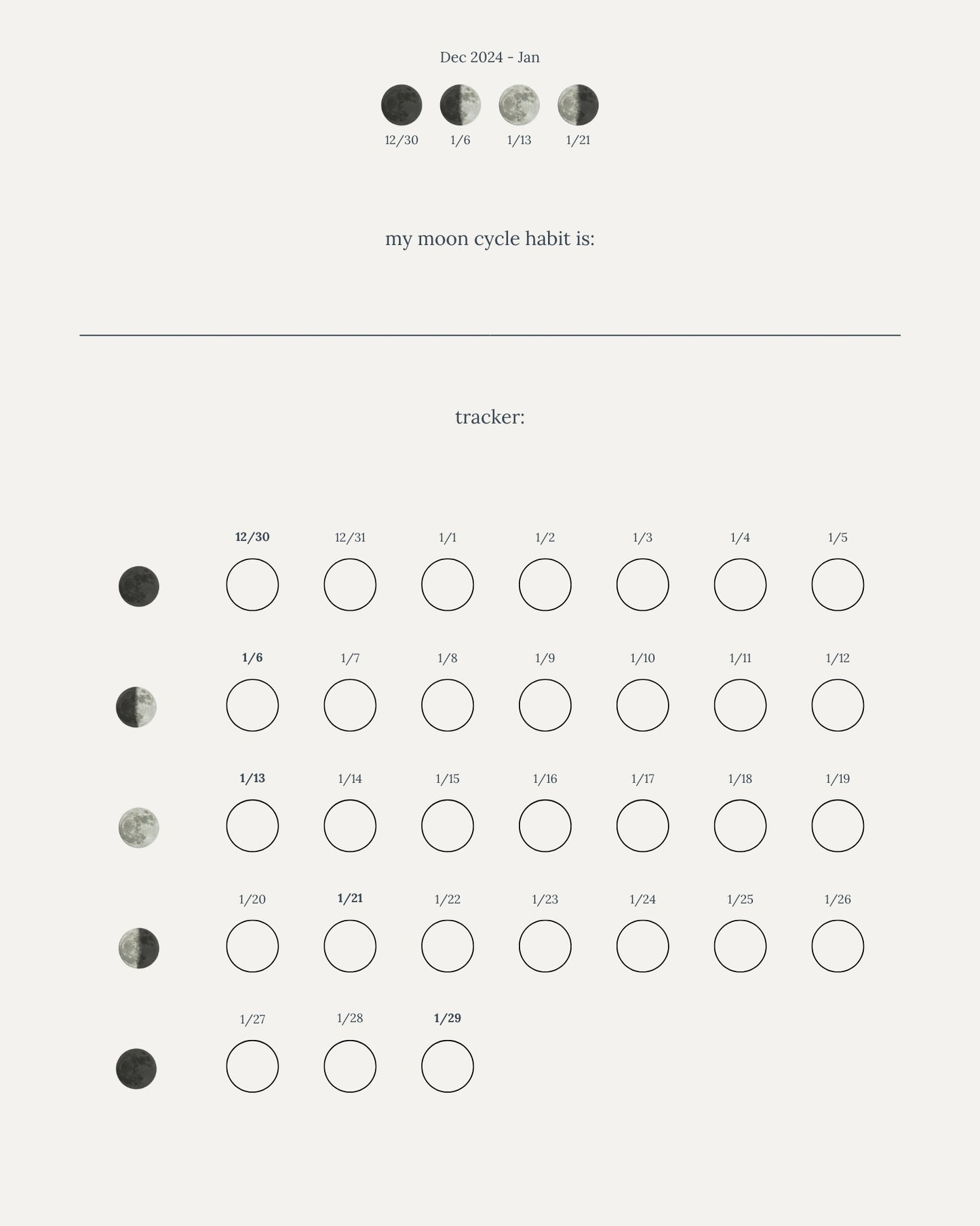 The 2025 Lunar Habit Tracker: Downloadable PDF