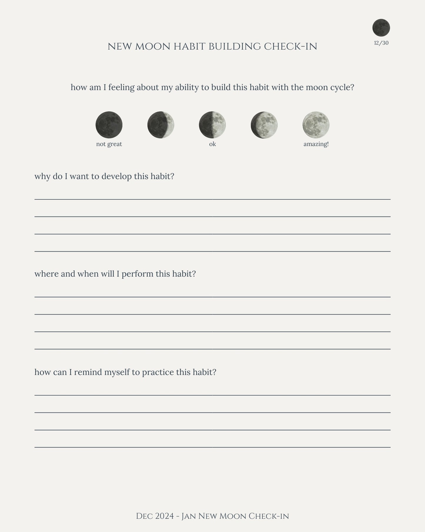 The 2025 Lunar Habit Tracker: Downloadable PDF